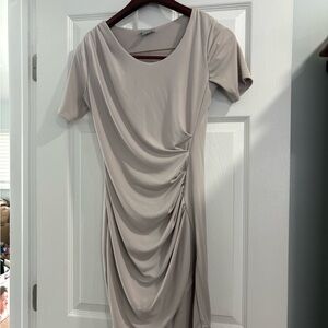 H&M Gray Ruched Sheath Midi Dress for Cocktail